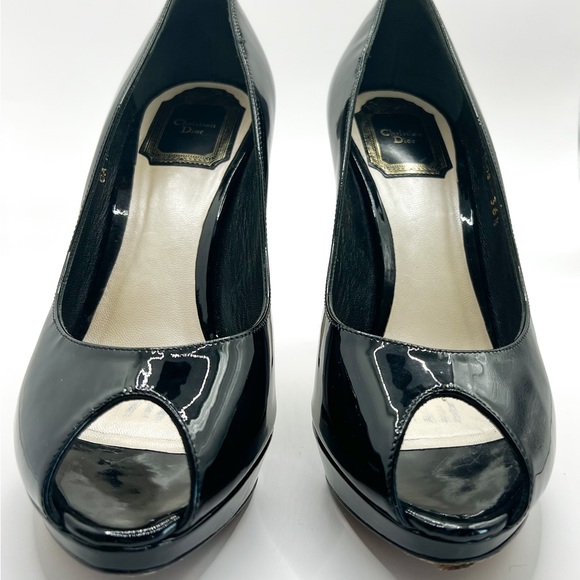 Christian Dior Black Peep Toe with Gold Hardware - Picture 5 of 10